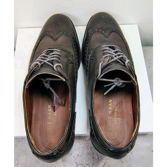 Cole Haan Hamilton Grand Dress Shoes Mens 9 Dark Brown Wing Tip Oxford - Picture 11 of 15